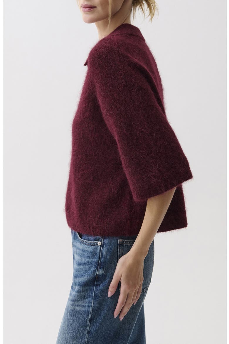 Nadya Short Sleeve Polo Sweater, Alternate, color, CHERRY WINE