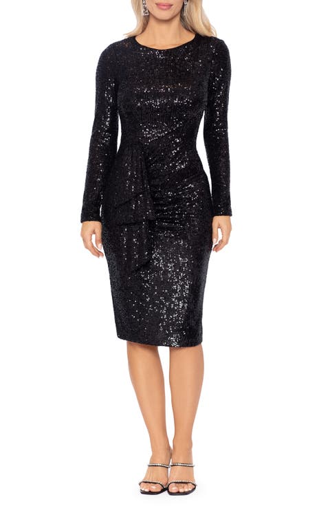 Long Sleeve Sequin Cocktail Dress