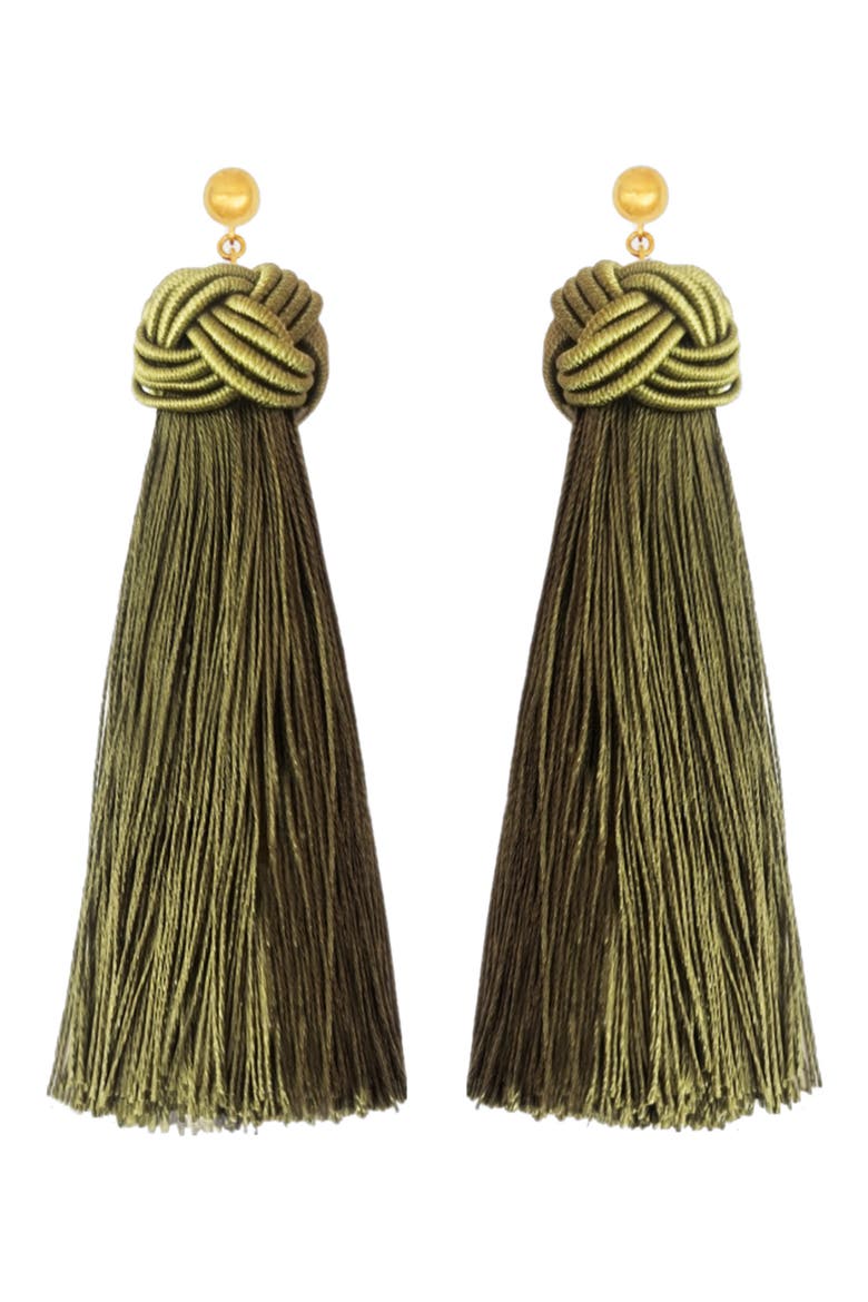Rita Tassel Earrings, Main, color, OLIVE
