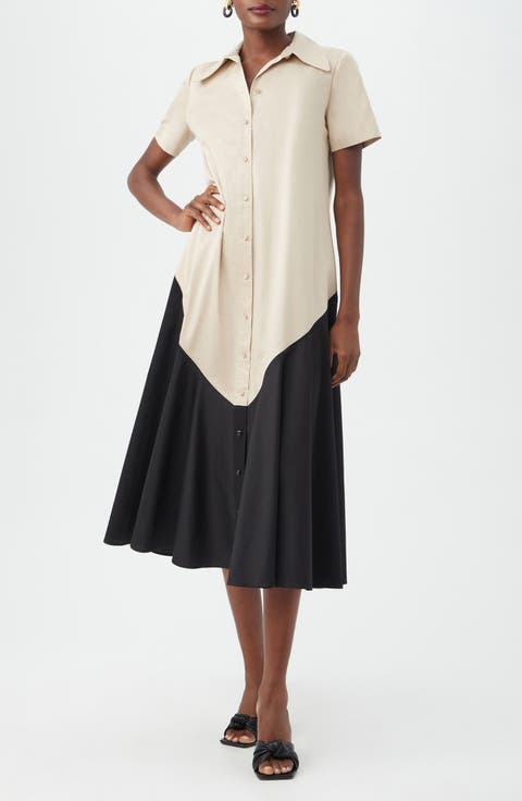 Neola 2 Colorblock Short Sleeve Organic Cotton Shirtdress
