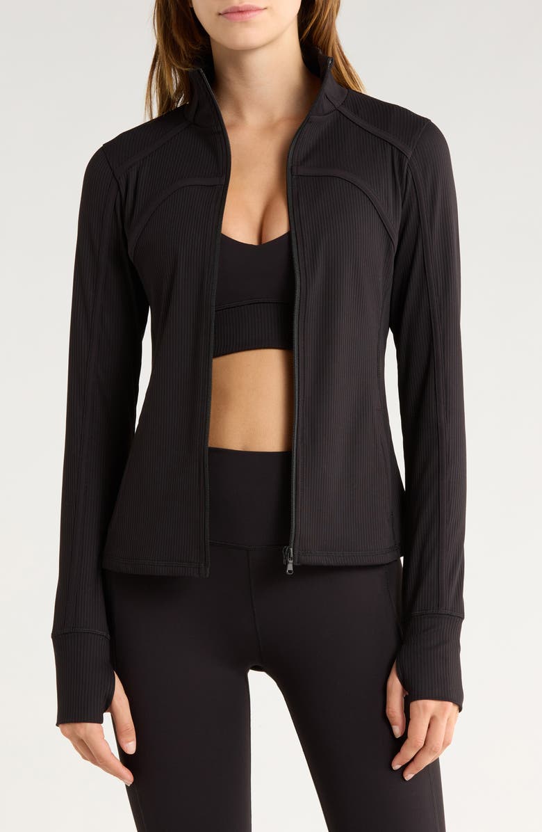 X by Gottex Line Active Jacket, Main, color, Black Rib