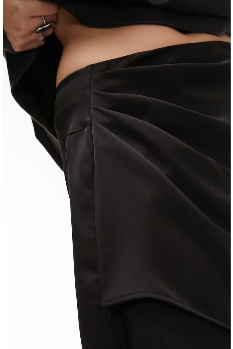 Asymmetric High-Low Skirt, Alternate, color, BLACK