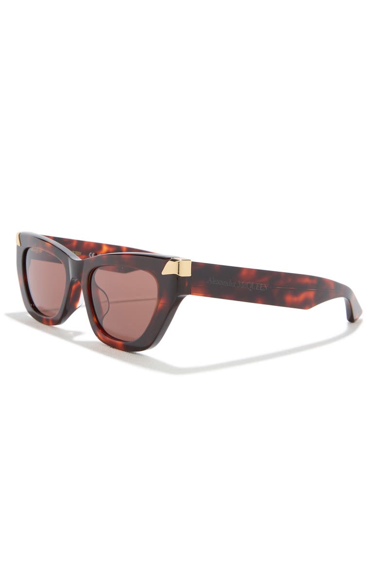 McQueen 53mm Cat Eye Sunglasses, Alternate, color, Havana Havana Brown