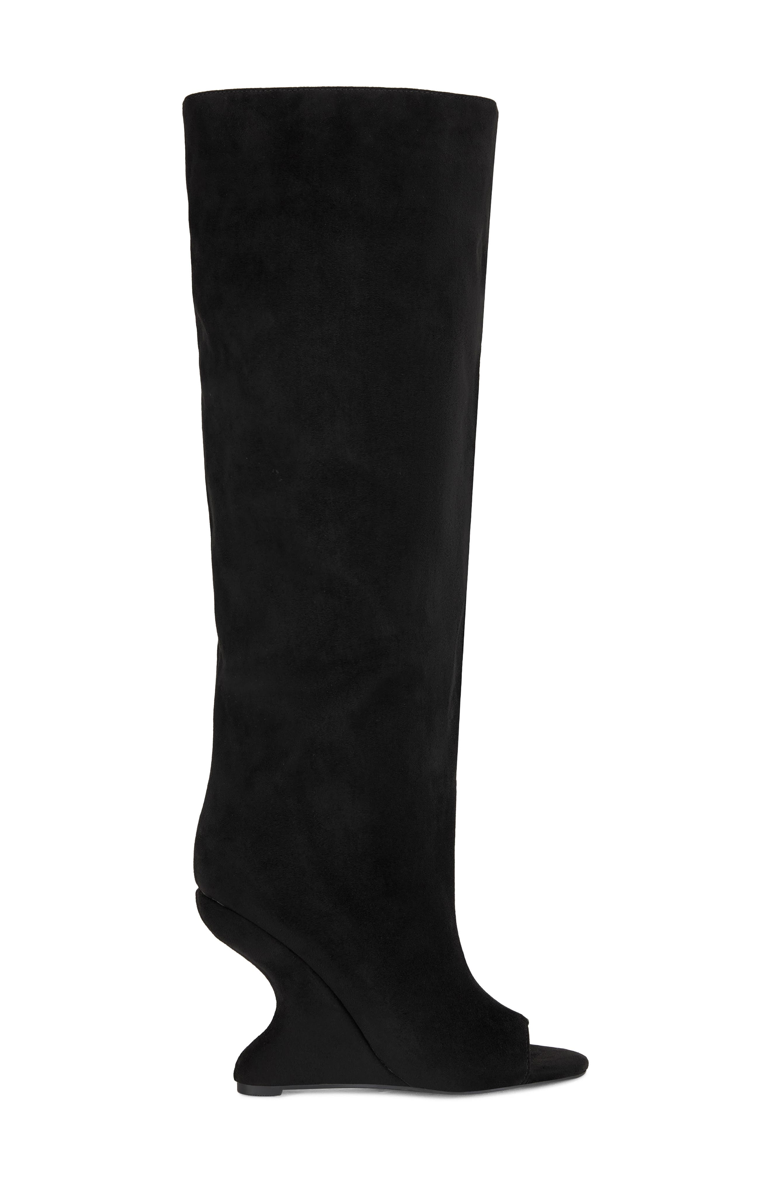 AZALEA WANG Vincent Peep Toe Wedge Boot, Alternate, color, Black