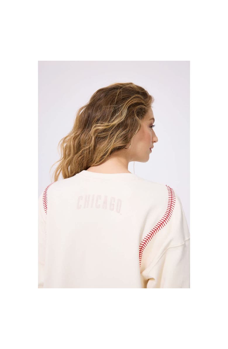 Terez Women's Terez  Cream Chicago Cubs Baseball Stitch Pullover Sweatshirt, Alternate, color, Cream