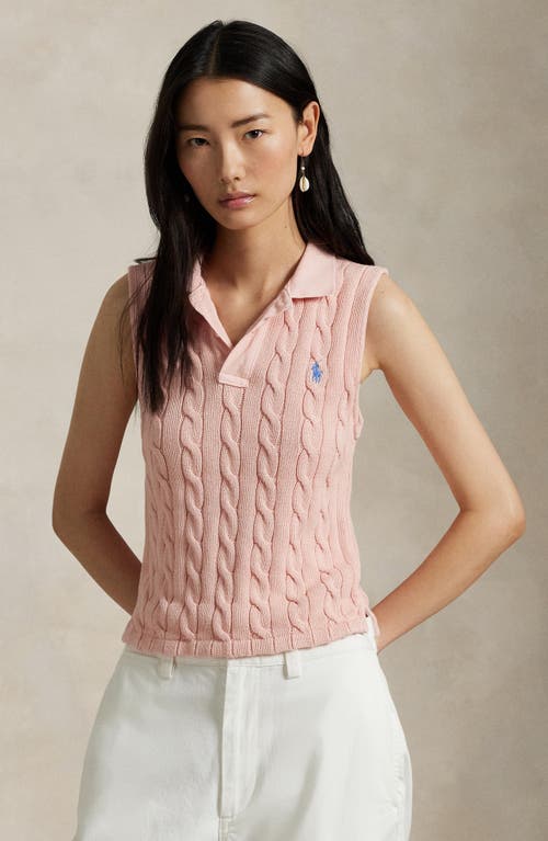 Polo Ralph Lauren Sleeveless Polo Top In Pink Sand