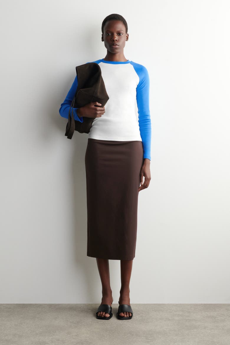 Contrast-Sleeve T-Shirt, Alternate, color, WHITE / BLUE