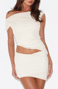 Tiger Mist Cobi Shimmer One-Shoulder Crop Top
