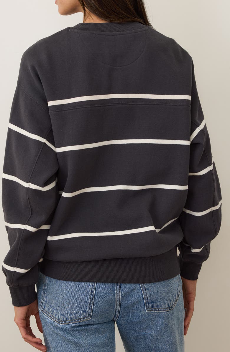 Marine Layer Cloud 9 Fleece Stripe Oversize Sweatshirt, Alternate, color, Black/ White Stripe