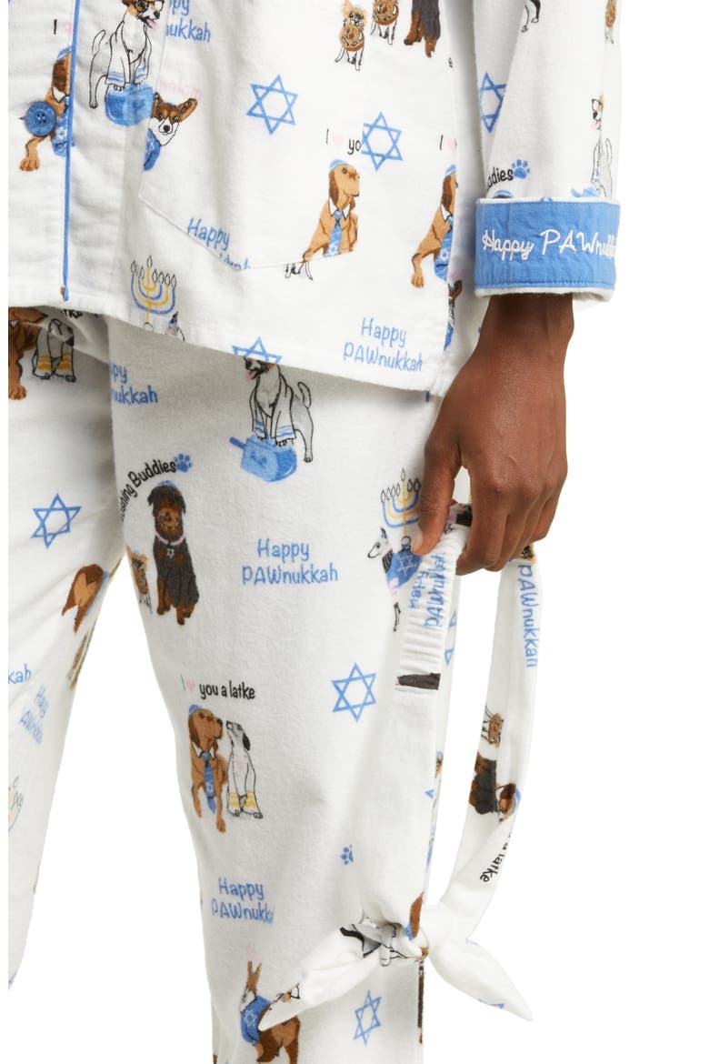 Long Sleeve Cotton Flannel Pajamas & Headband Set, Alternate, color, IVORY