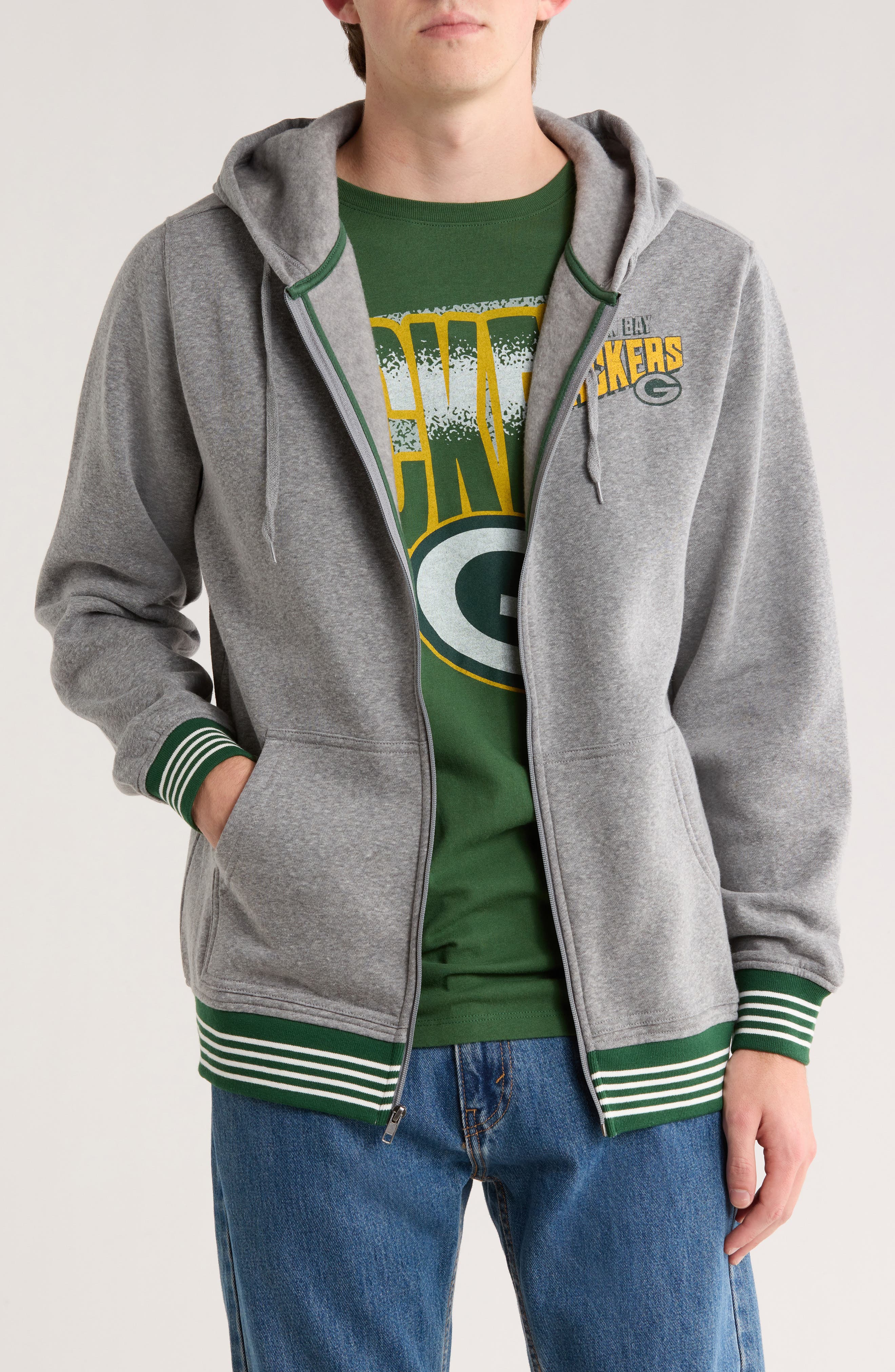 Junk Food Field Goal Packers Full Zip Hoodie