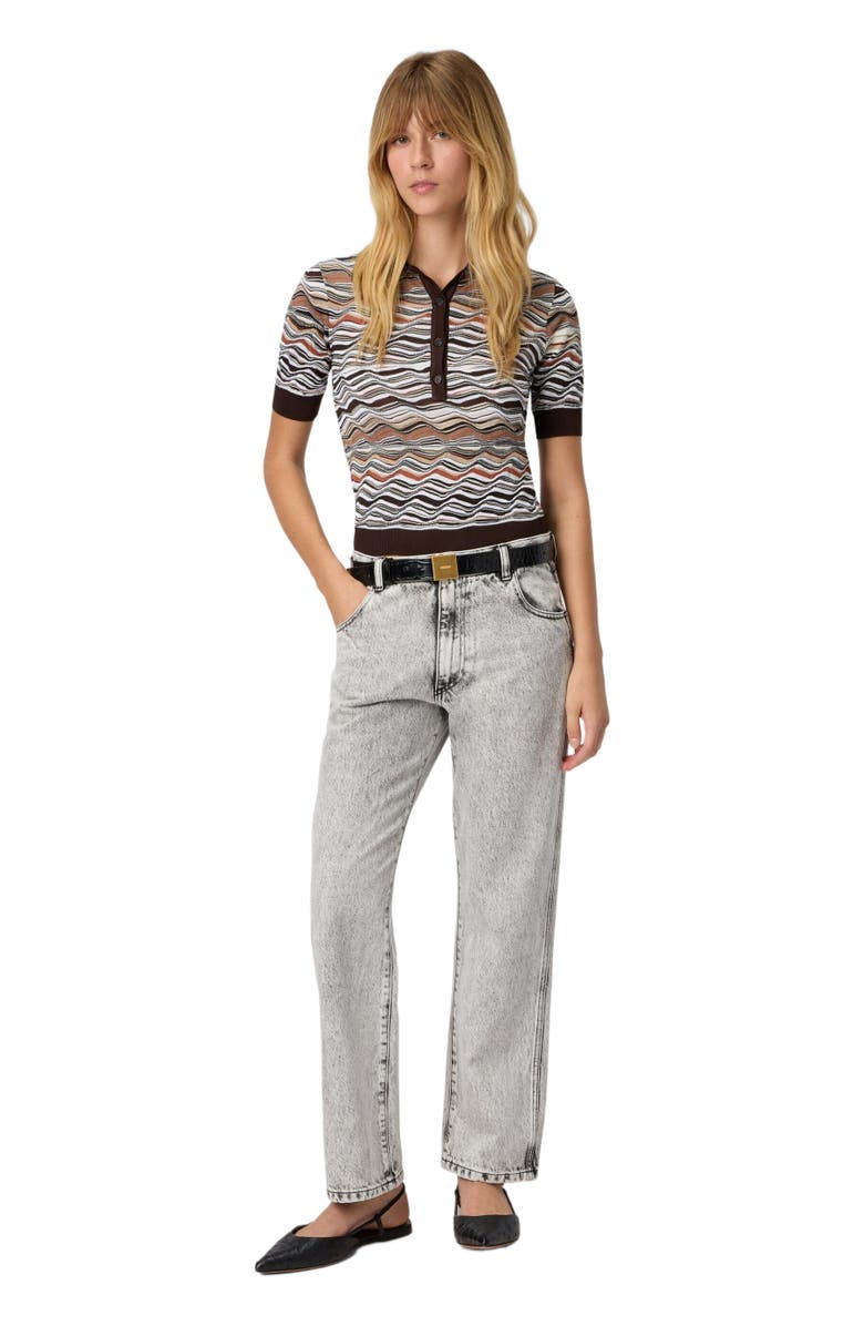 Missoni Short Sleeve Polo With Wave Pattern, Main, color, Beige 
Brown