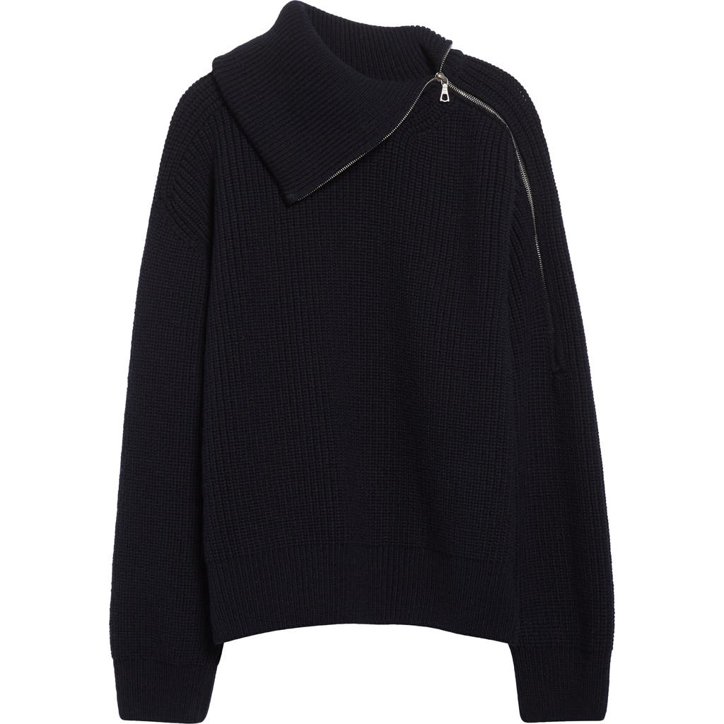 Dries Van Noten Talim Wool Half Zip Turtleneck Sweater In Black