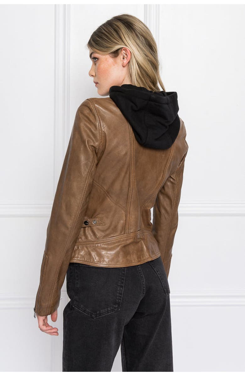 LAMARQUE ARLETTE | Leather Biker Jacket, Alternate, color, Rawhide