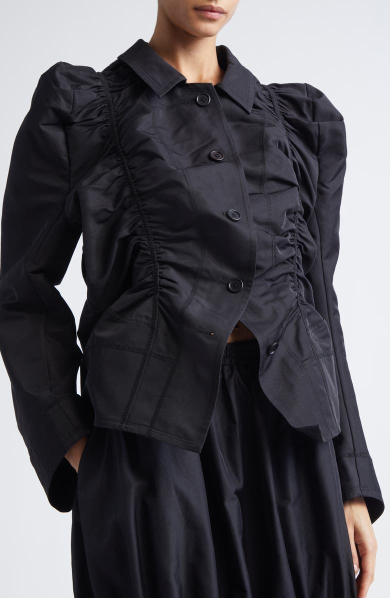MELITTA BAUMEISTER Ruched Taffeta Jacket, Alternate, color, Black