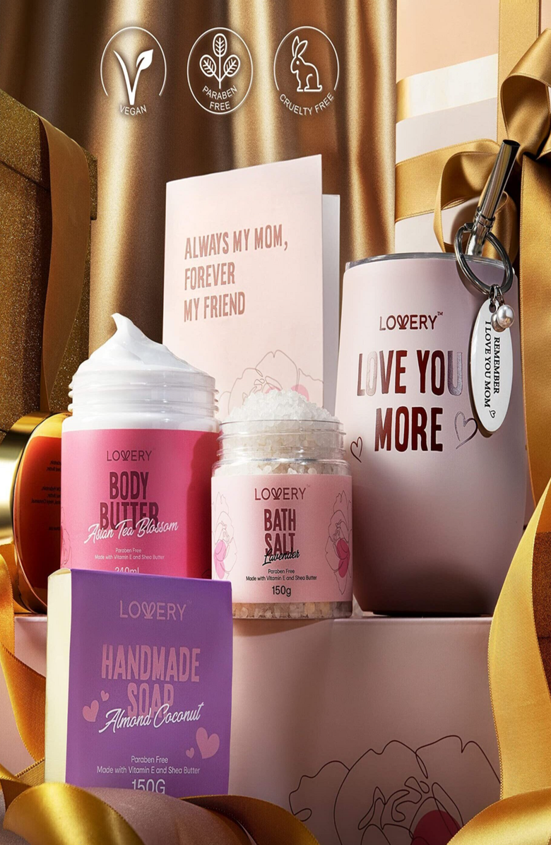 Lovery Mom To Be Self Care Gift Relaxing Pregnancy Kit 8 Piece, Alternate, color, Light Pink