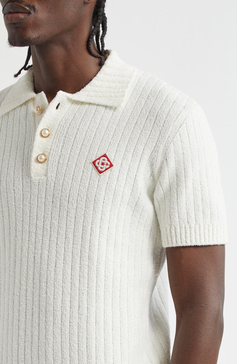 Casablanca Bouclé Rib Polo, Alternate, color, White