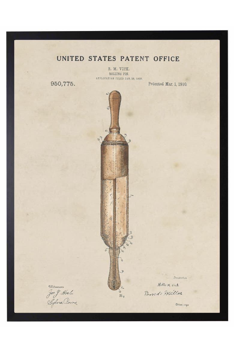 Rolling Pin Patent in Black Frame, Main, color, No Color