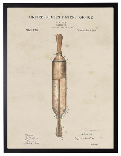 Rolling Pin Patent in Black Frame