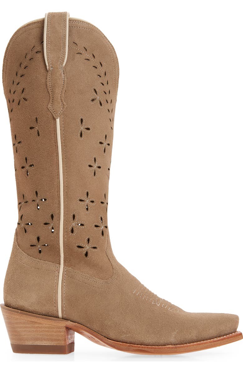 Tecovas The Annie Eyelet Suede Western Boot, Alternate, color, Taupe