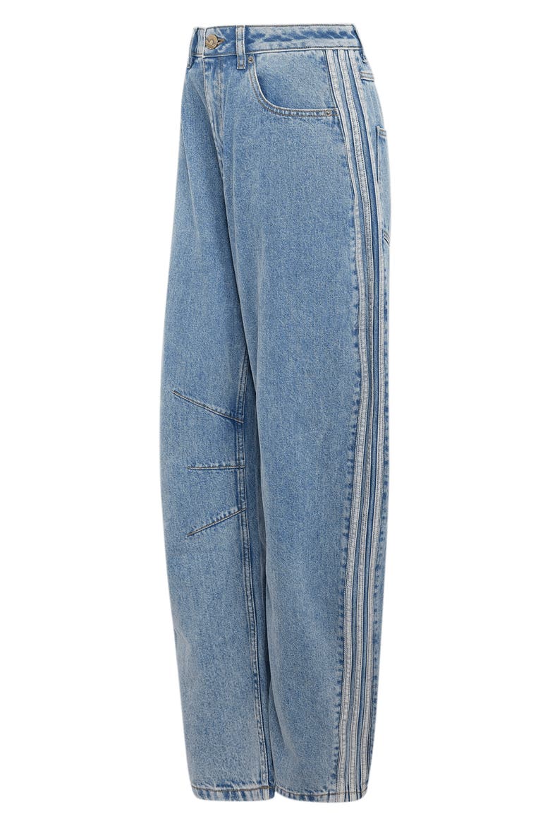 3-Stripes Barrel Leg Jeans, Alternate, color, WORN BLUE DENIM
