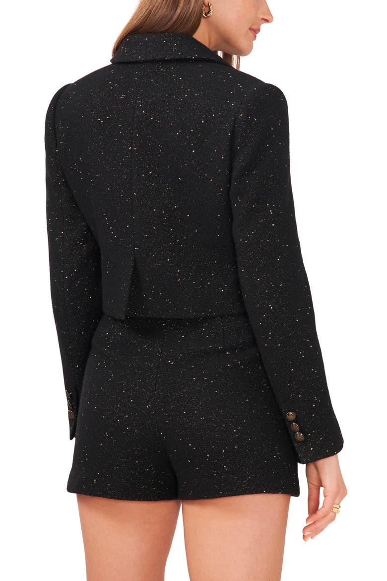 Metallic Crop Double Breasted Blazer, Alternate, color, RICH BLACK