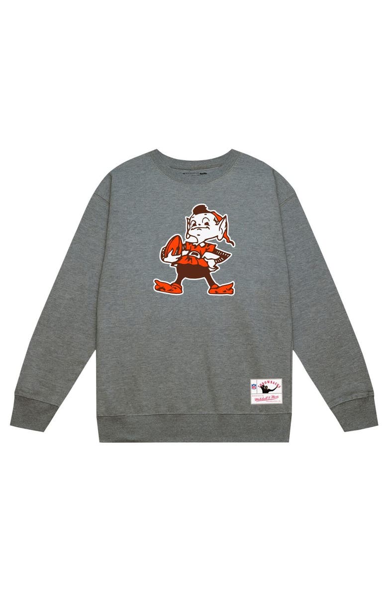 Mitchell & Ness Men's Mitchell & Ness Heather Gray Cleveland Browns Basic Fleece Pullover Sweatshirt, Alternate, color, Heather Gray