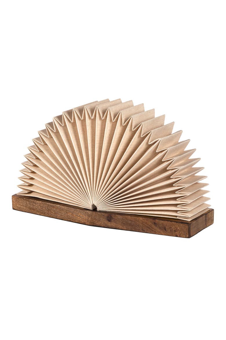 Darla Modern Art Deco Paper Half Pleated Fan LED Table Lamp, Natural, Main, color, Natural - 9.6"