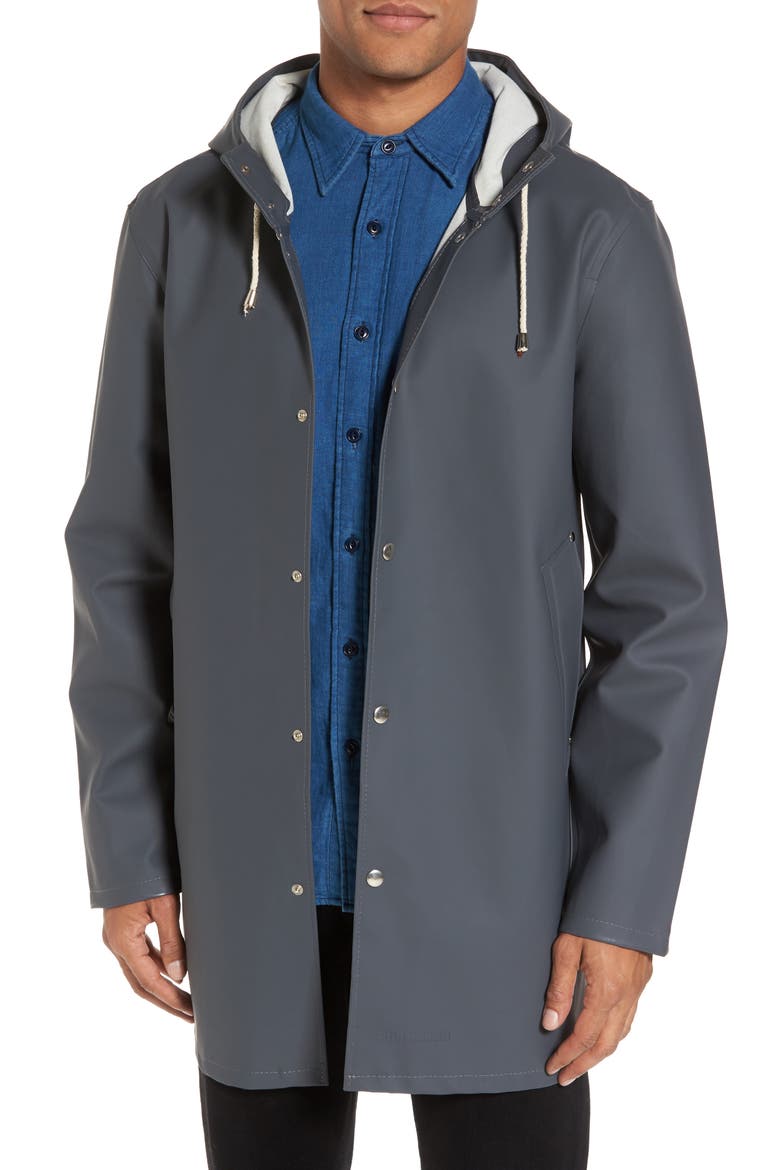 Stockholm Long Sleeve Hooded Raincoat, Main, color, CHARCOAL