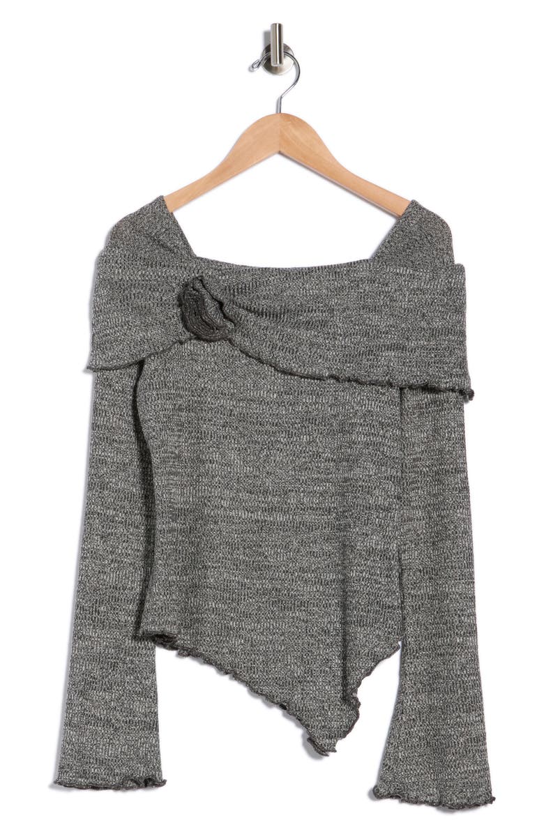 PATRIZIA LUCA Off the Shoulder Long Sleeve Asymmetric Top, Alternate, color, Grey