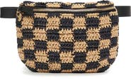 Clare V. Checkerboard Woven Raffia Belt Bag