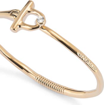 18K gold-plated bangle bracelet with white topaz