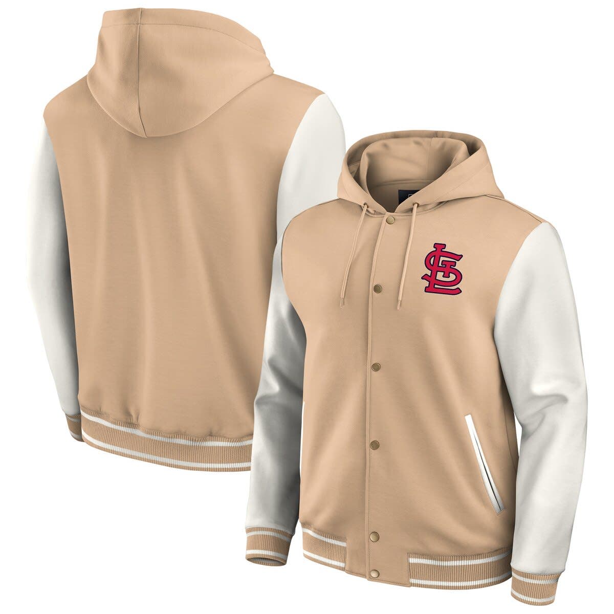 Men's Darius Rucker Collection By Fanatics Khaki St. Louis Cardinals Tri-blend Full-snap Hoodie Baseball Jacket