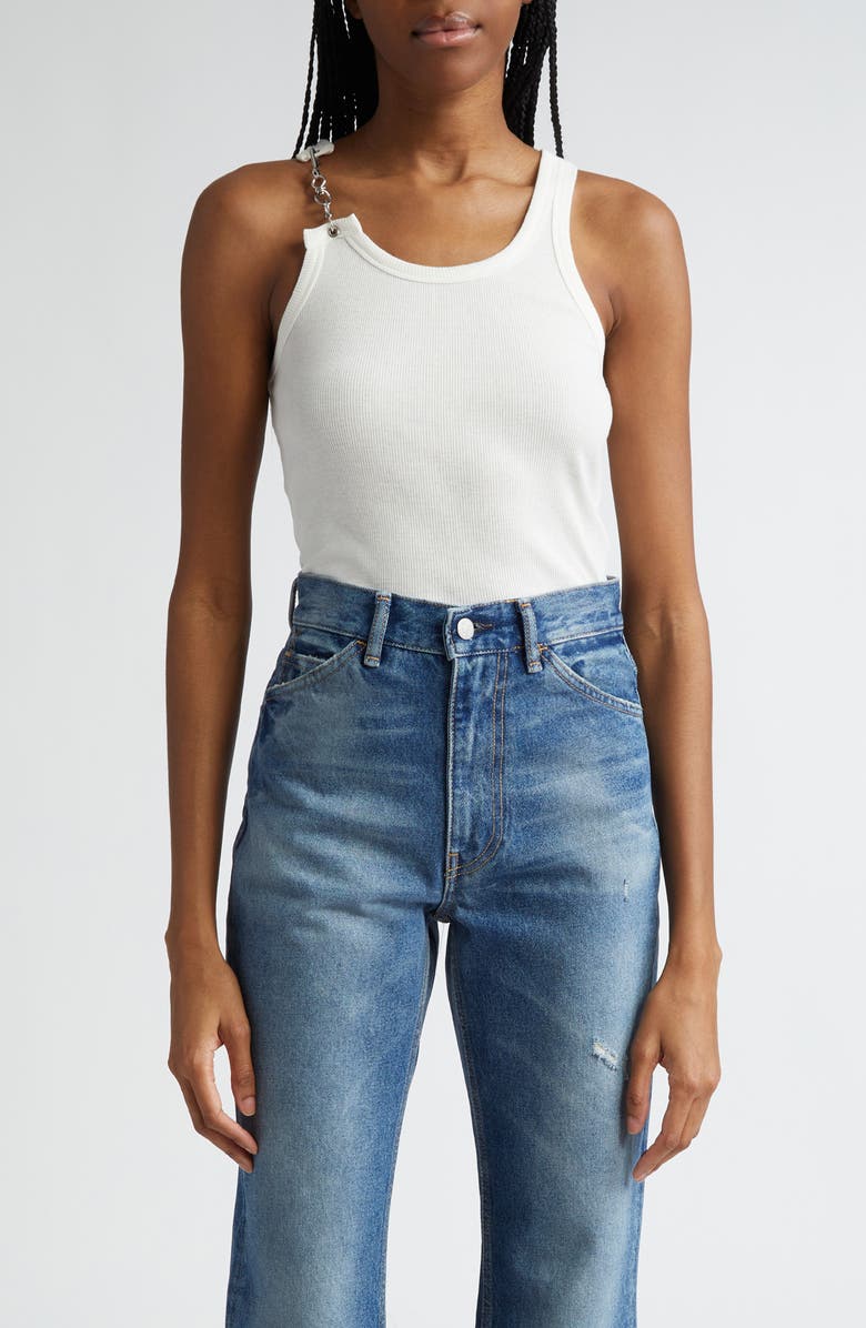 Acne Studios Emetal Rib Hardware Strap Cotton Tank, Main, color, 