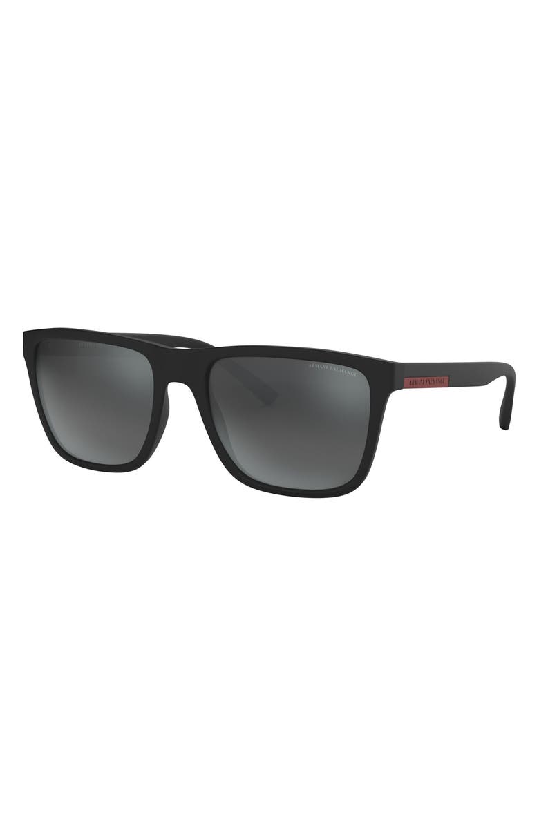 Emporio Armani AX Armani Exchange 57mm Square Sunglasses, Alternate, color, Matte Black