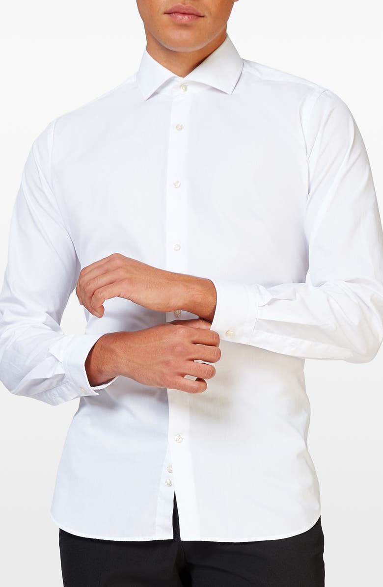 OppoSuits White Knight Modern Tailored Fit Wrinkle Resistant Button-Up Shirt, Main, color, 