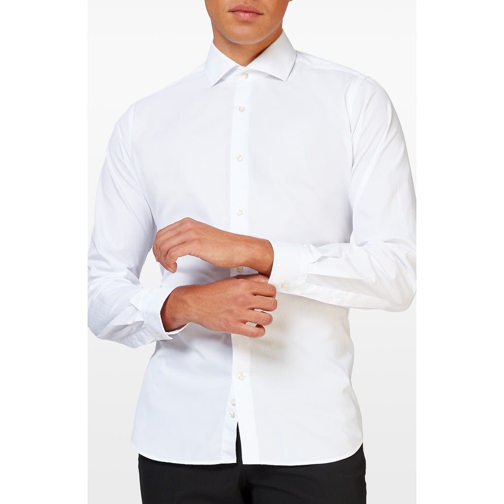 Opposuits White Knight Modern Tailored Fit Wrinkle Resistant Button-up Shirt In White