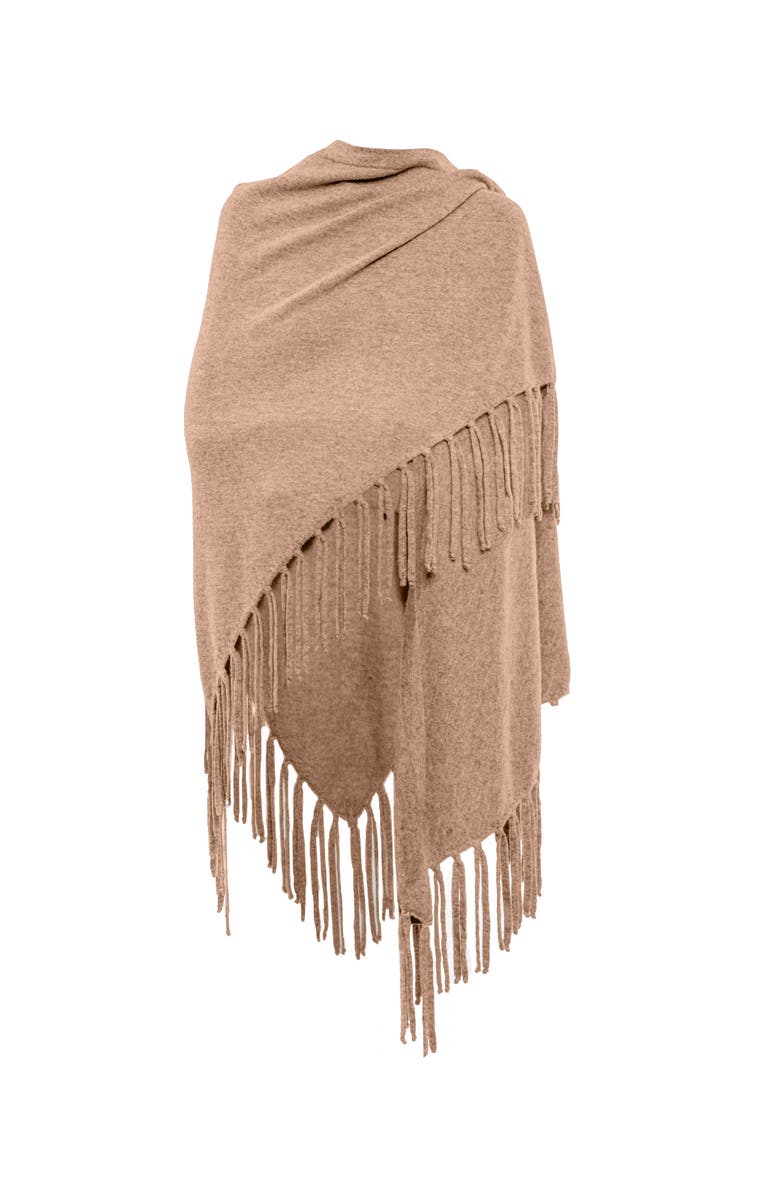 Monticelli Cashmere Pure Cashmere Fringe Wrap, Main, color, Camel
