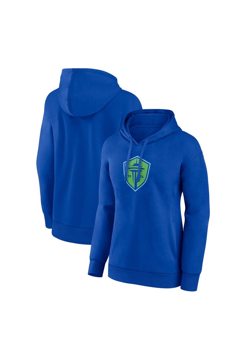 Women's Fanatics Branded Blue Seattle Sounders FC Primary Logo Pullover Hoodie, Main, color, Blue
