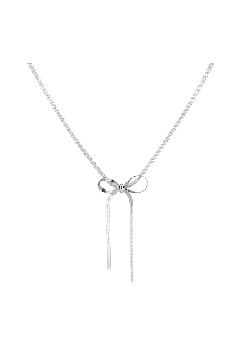 Herringbone Bow Choker Necklace, Main, color, White