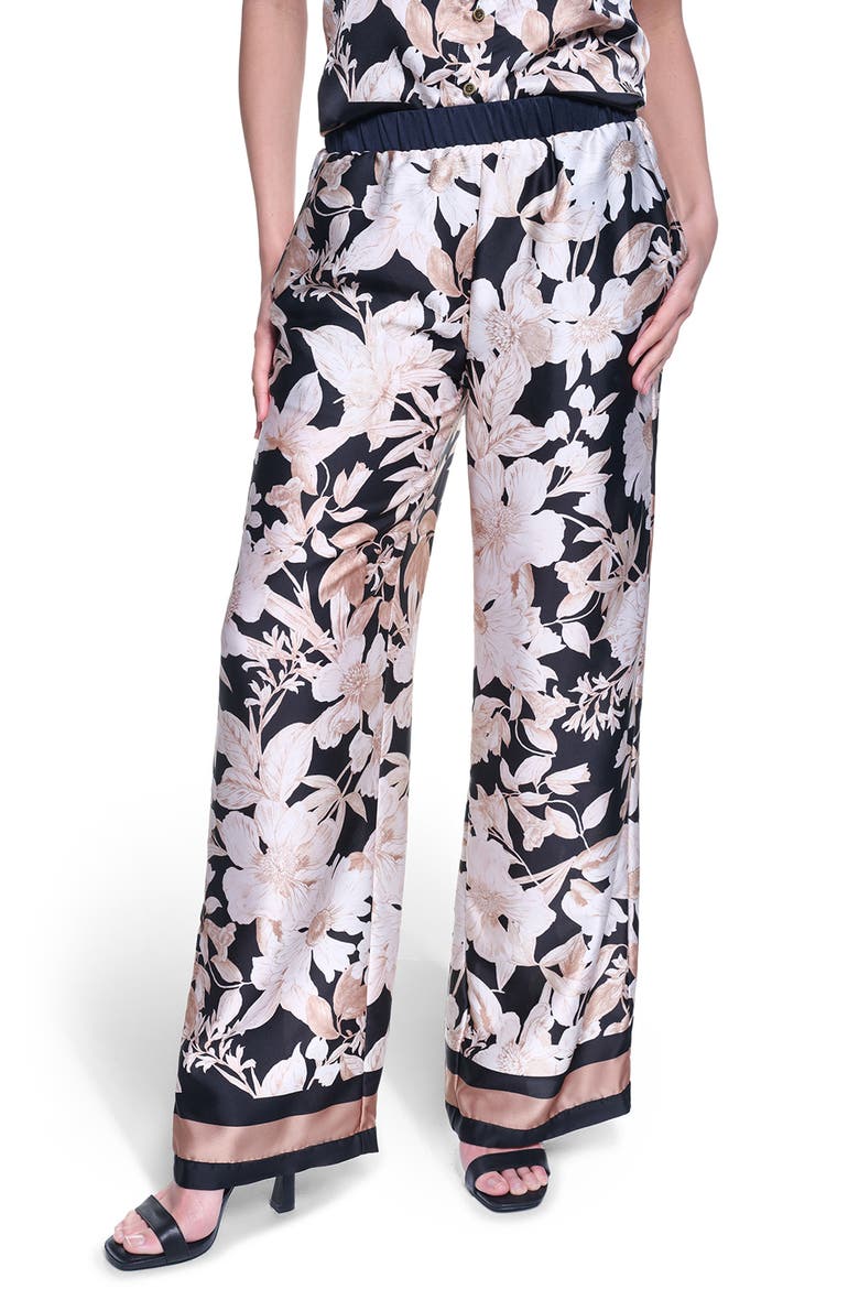 Floral Print Wide Leg Pants, Main, color, MIDNIGHT COMBO