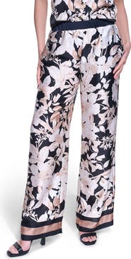 KARL LAGERFELD PARIS Floral Print Wide Leg Pants