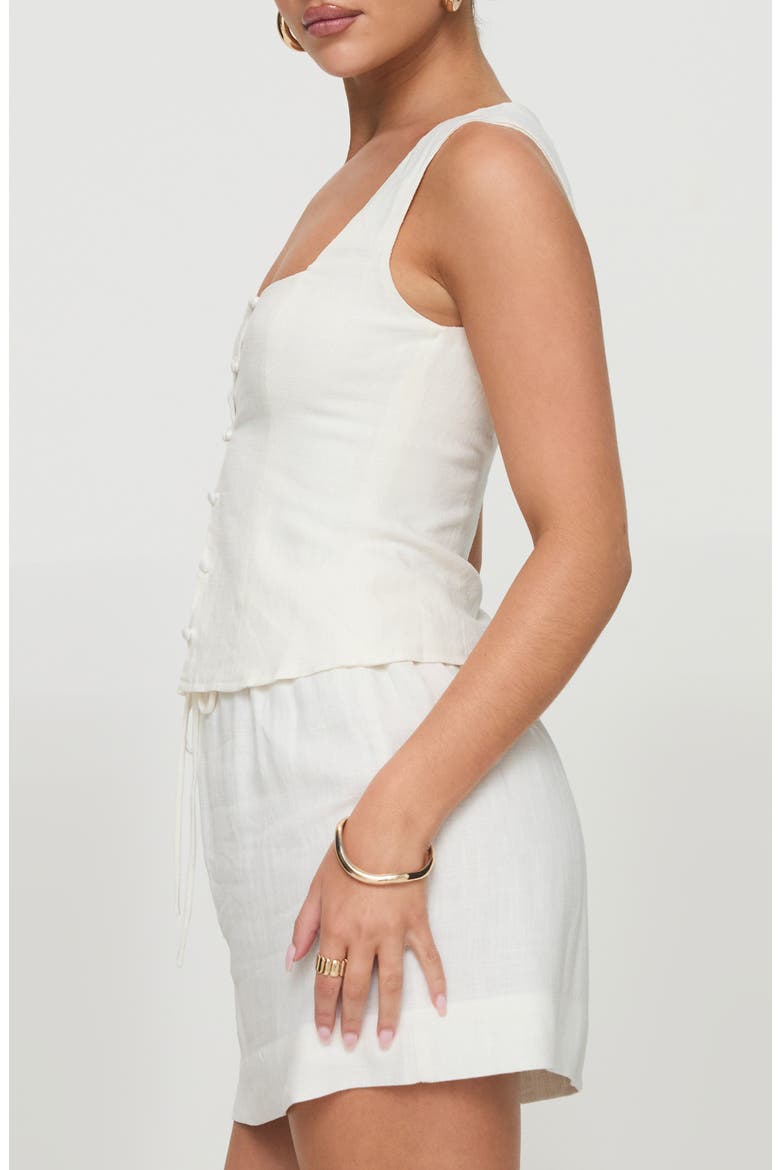 Zanda Keyhole Linen Blend Button-Up Tank, Alternate, color, CREAM
