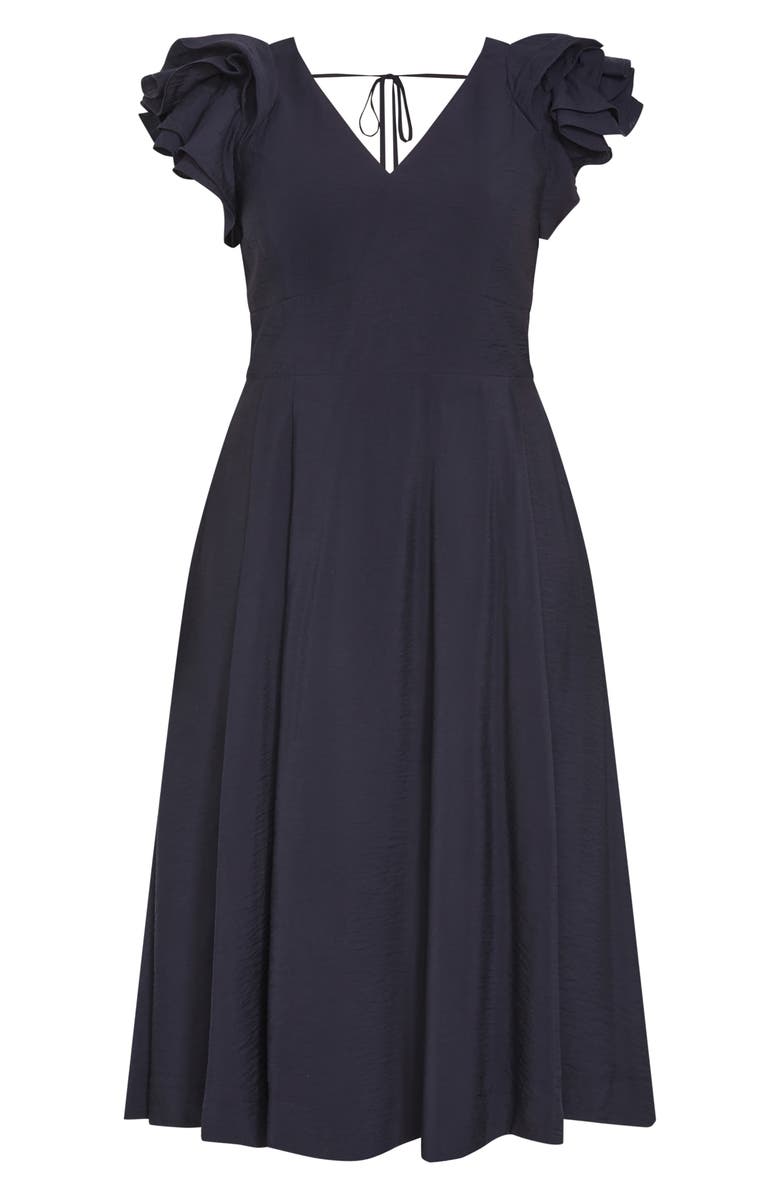City Chic Ila Flutter Sleeve Midi Dress, Alternate, color, Navy