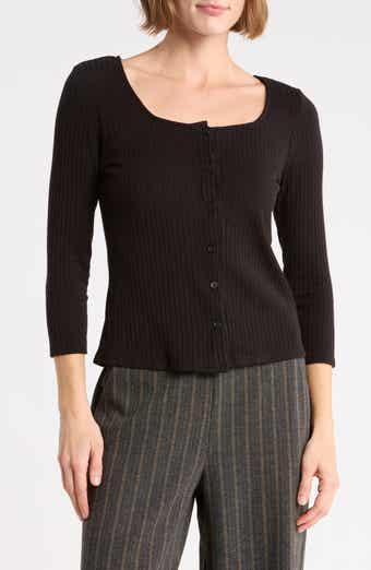 Square Neck Ribbed Knit Top