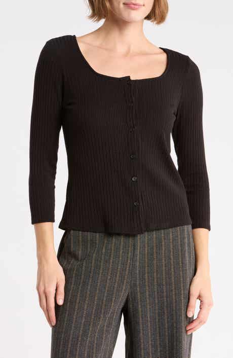 Square Neck Ribbed Knit Top