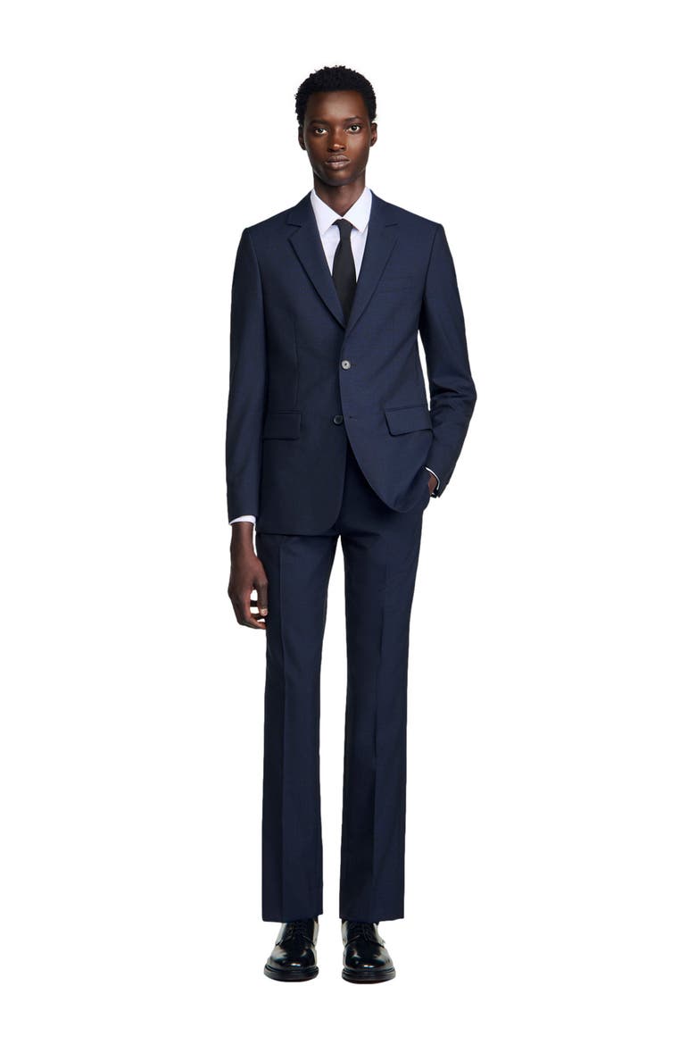 Virgin wool suit jacket, Alternate, color, Navy blue