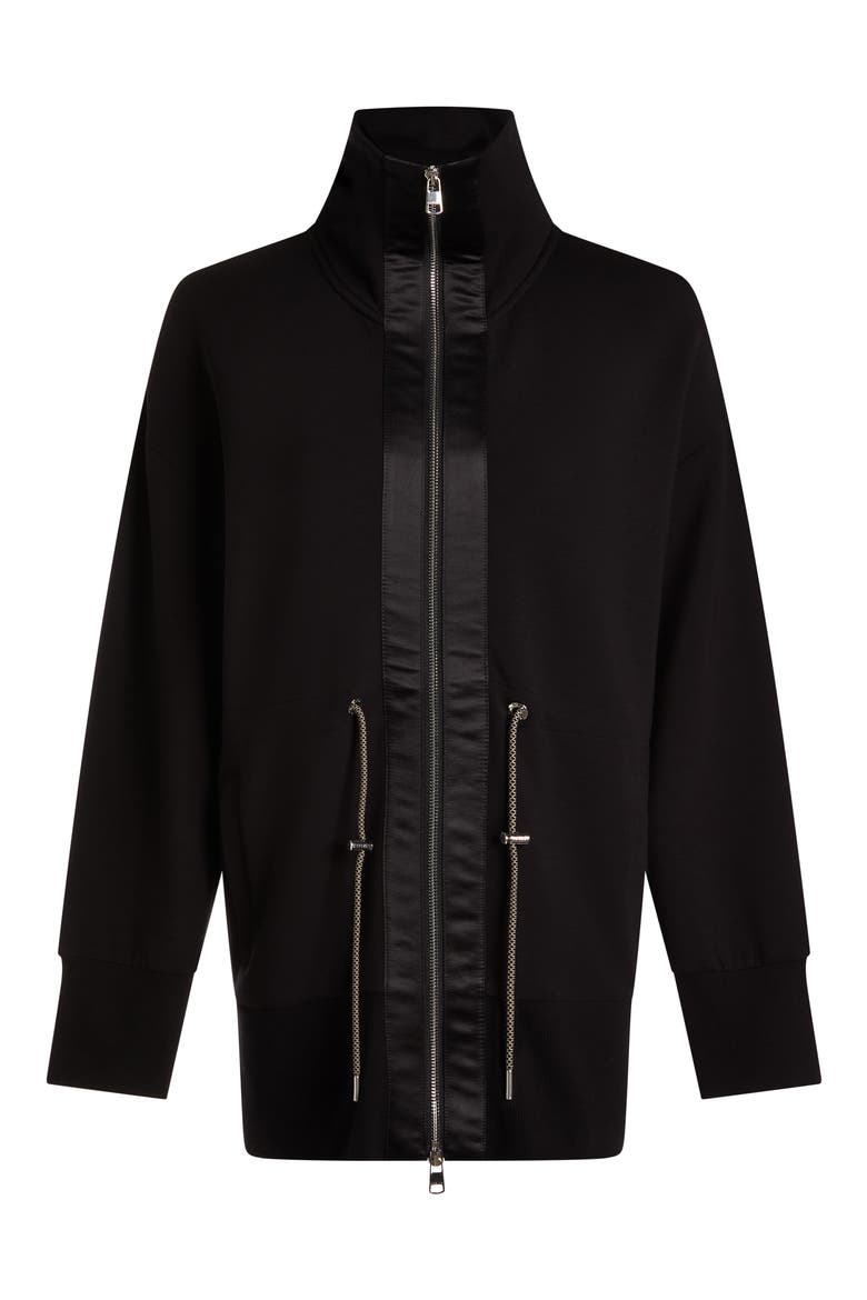 Ridgefield Long Sweatshirt Jacket, Alternate, color, BLACK