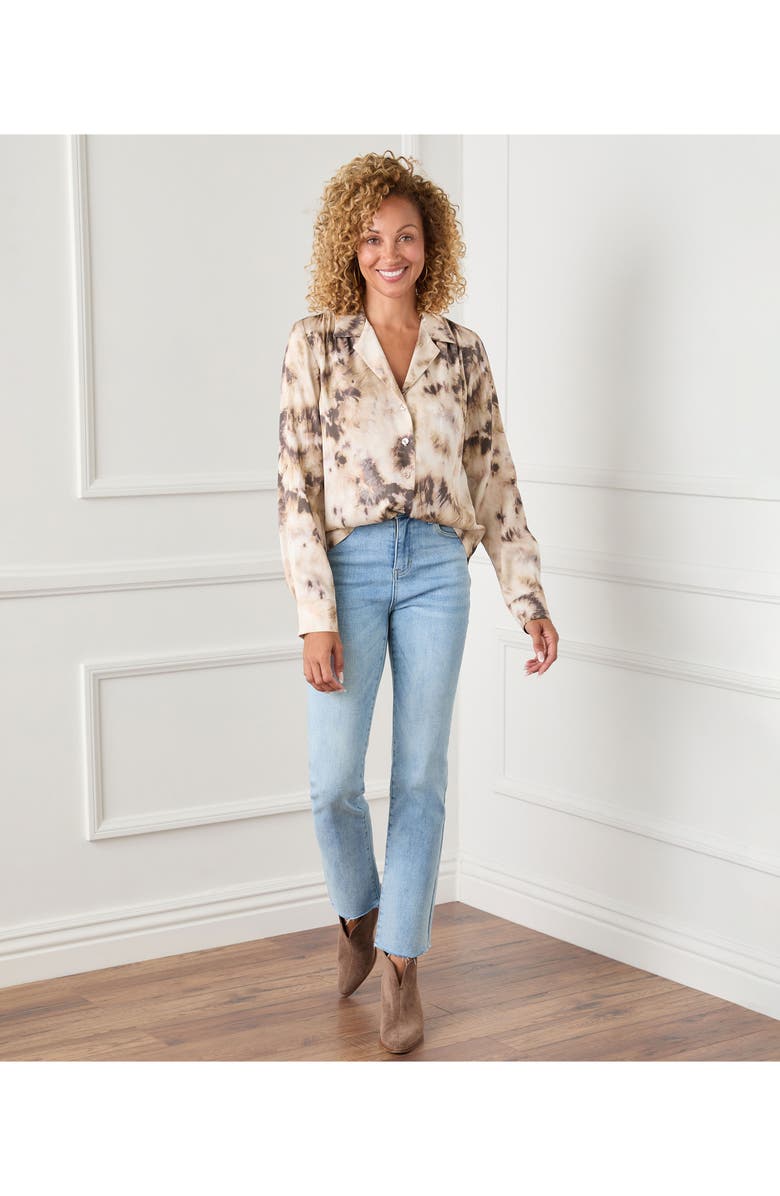 Karen Kane Tie Dye Button-Up Shirt, Alternate, color, Print