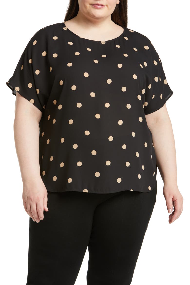Polka Dot Blouse, Main, color, ANNE BLACK/ LATTE